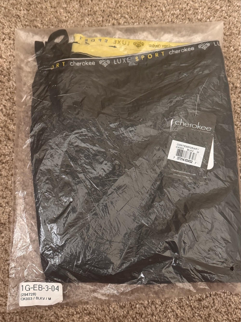 Cherokee Black Active Pants with Yellow Waistband Trim Black Medium Scrub Pants - Picture 2 of 5